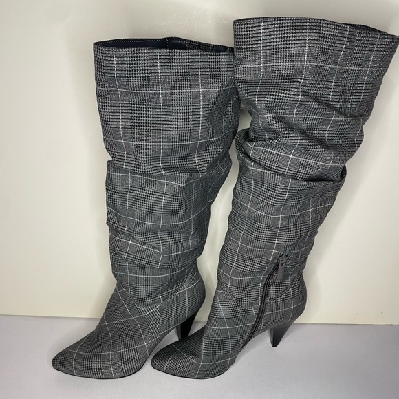 Talbots Shoes - TALBOTS RUCHED SLOUCHED DRESS BOOTS SPARKLY SILVER/BLACK SIZE 6M